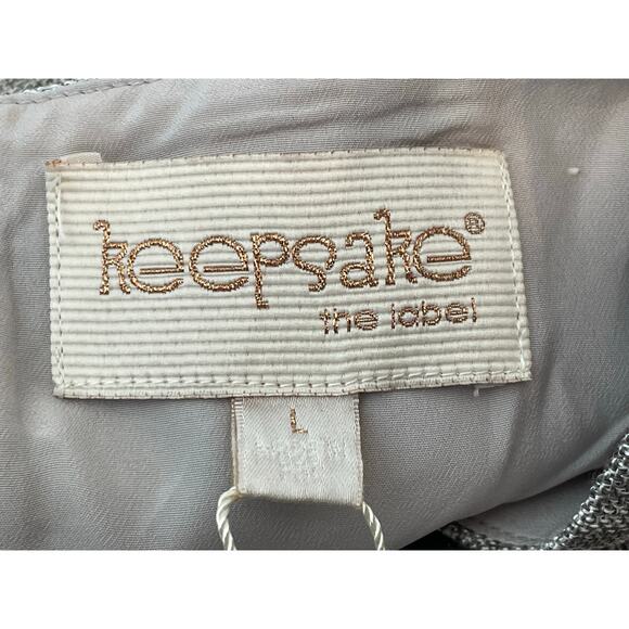 Keepsake the Label Cocktail Dress Large Silver Jacquard Bling Prom Homecoming - Picture 10 of 10